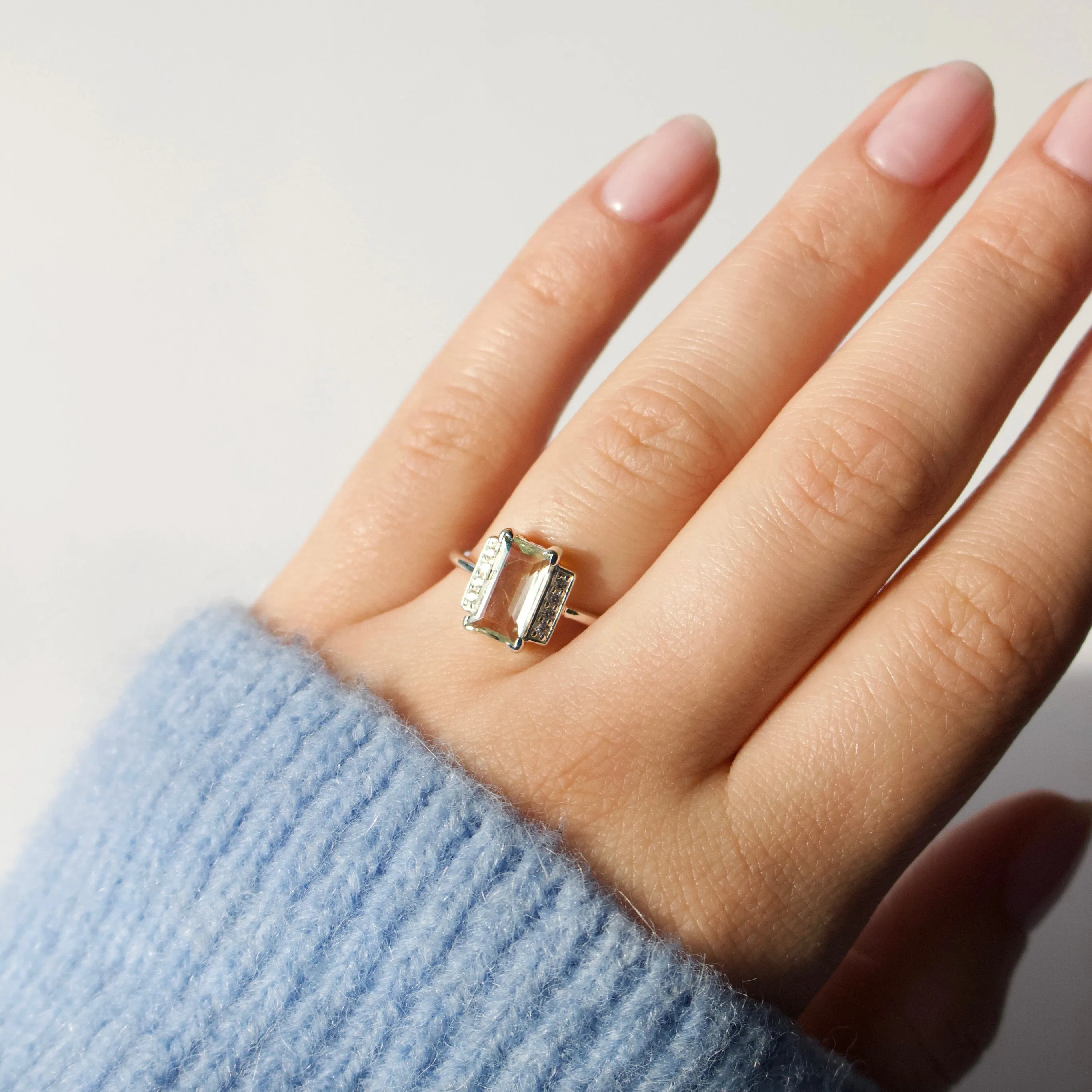 Georgia Green Amethyst & White Topaz Ring