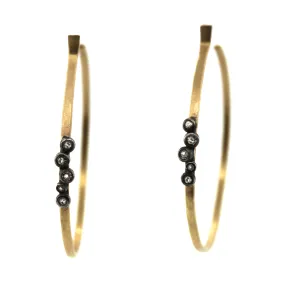 Gold & Diamond Bezel Cluster Hoops