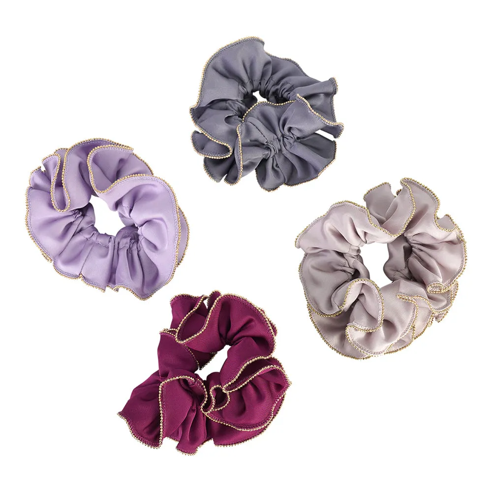 GOLD TRIM SATIN SCRUNCHIES CLASSIC