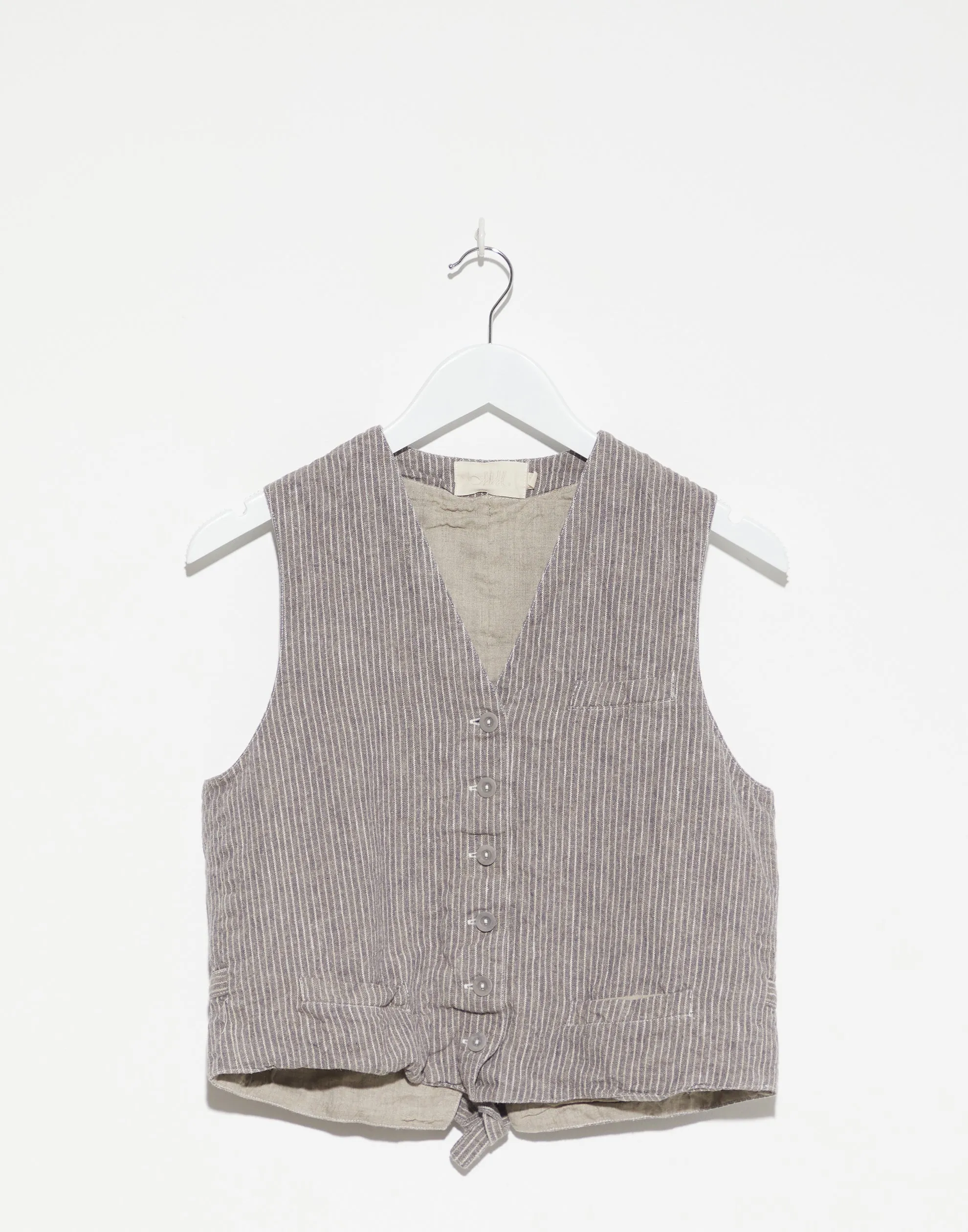 Grey Stripe Linen Blend Oscar Vest