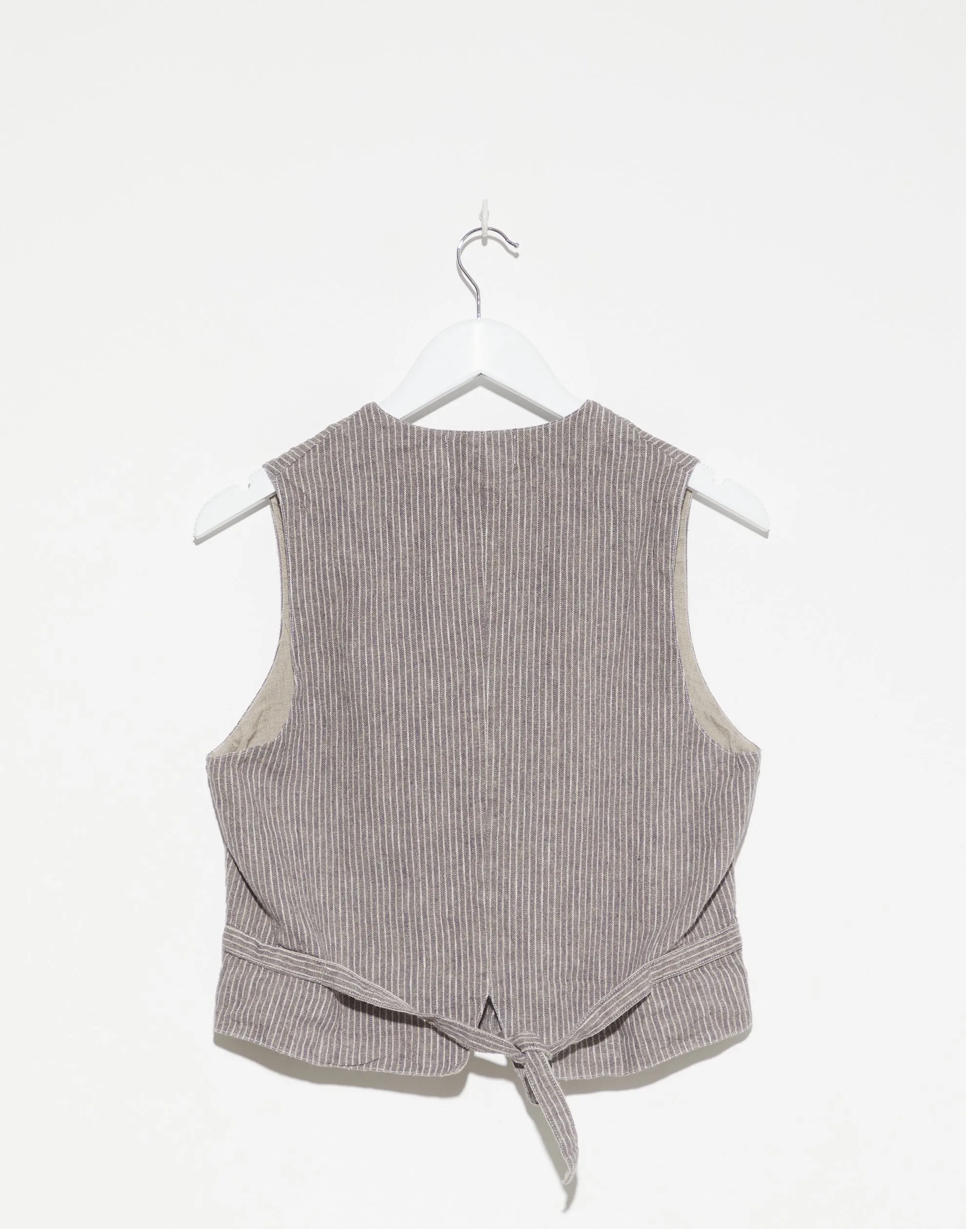 Grey Stripe Linen Blend Oscar Vest