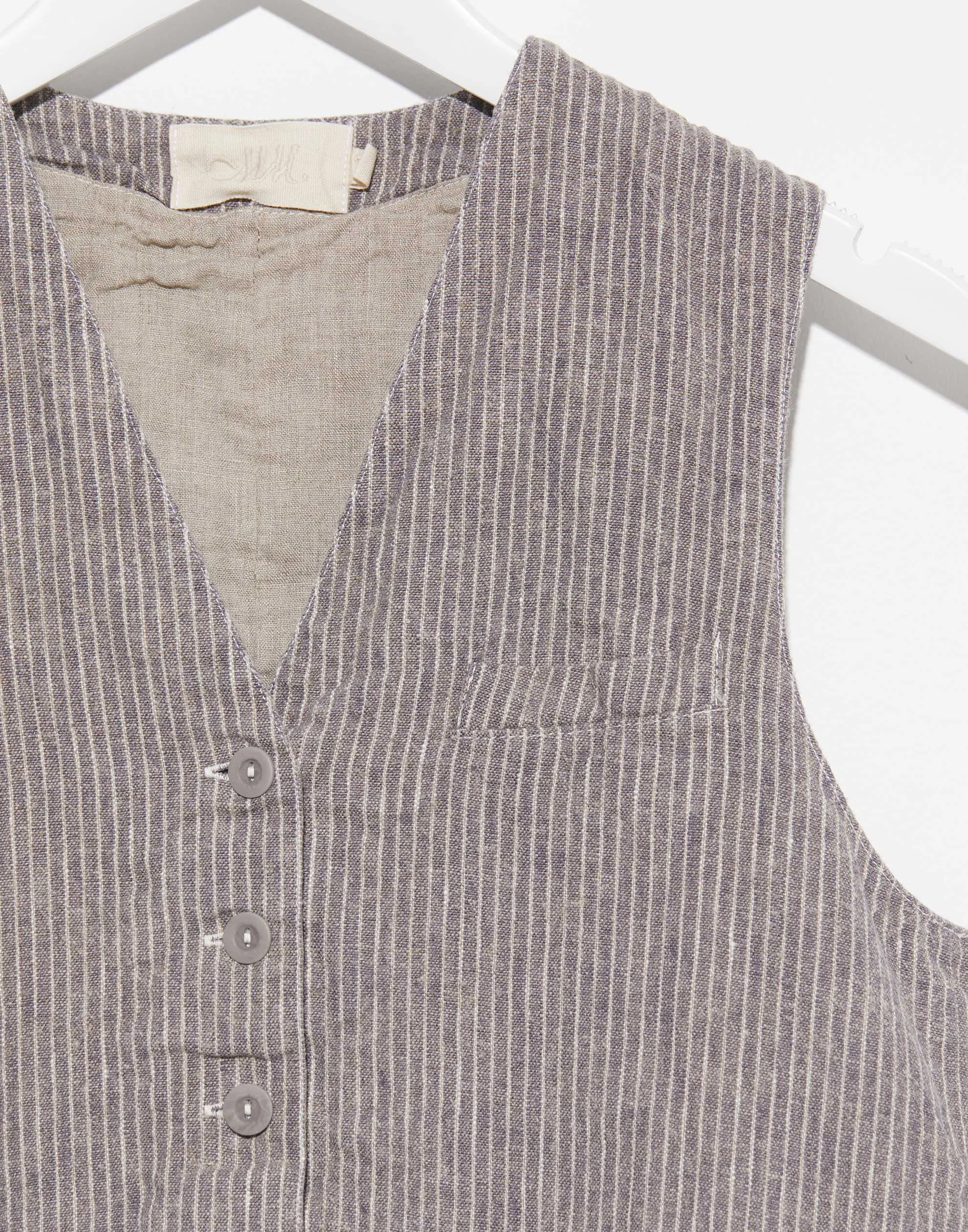 Grey Stripe Linen Blend Oscar Vest