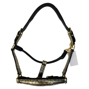 Halter Ego 'Damascus' Leather Halter in Black/Gold Floral - Cob