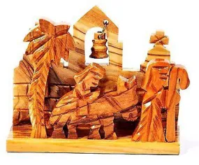 Handcrafted Crib Nativity Made in Olivewood From Bethlehem - Model 1302