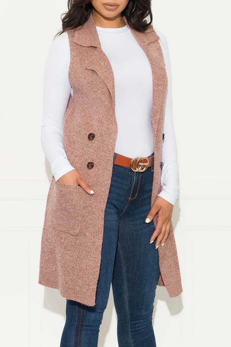 Handle It Cardigan Vest Heather Rose