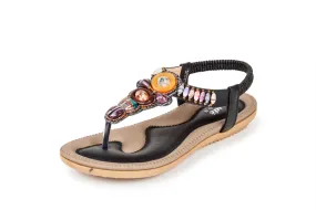 Haute Edition Women's Bohemian Beaded Elastic Slip on Comfort Sandals