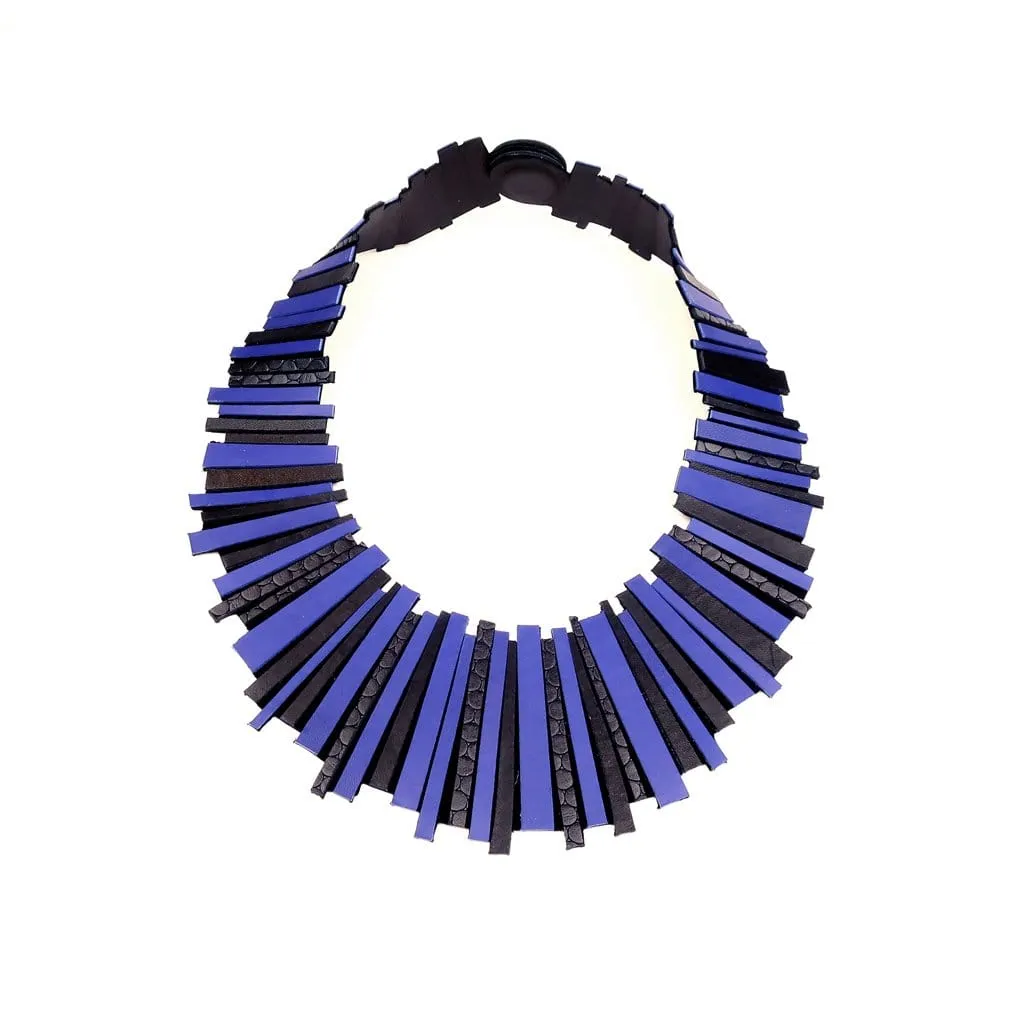 Hellena blue leather statement necklace