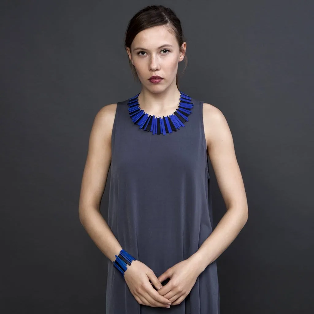 Hellena blue leather statement necklace