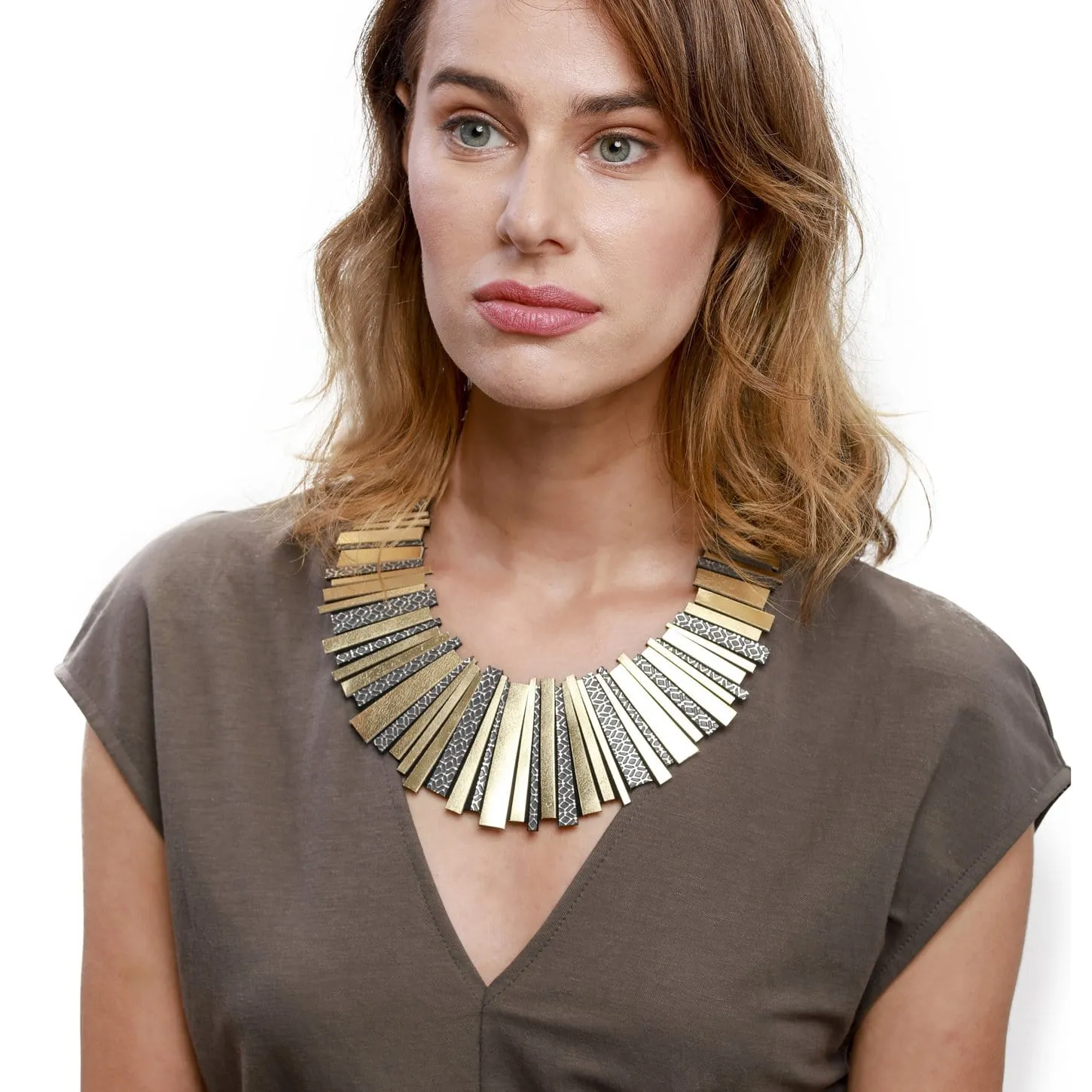 Hellena blue leather statement necklace