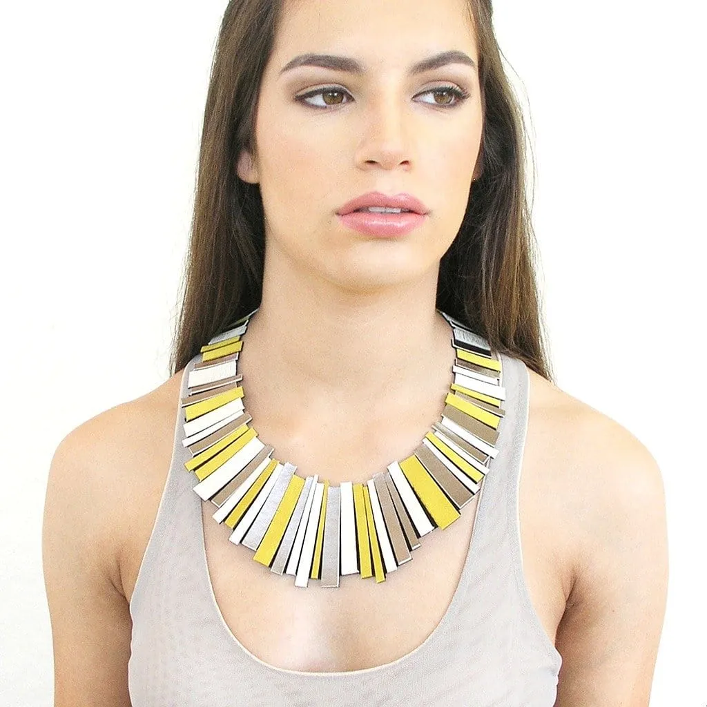 Hellena blue leather statement necklace