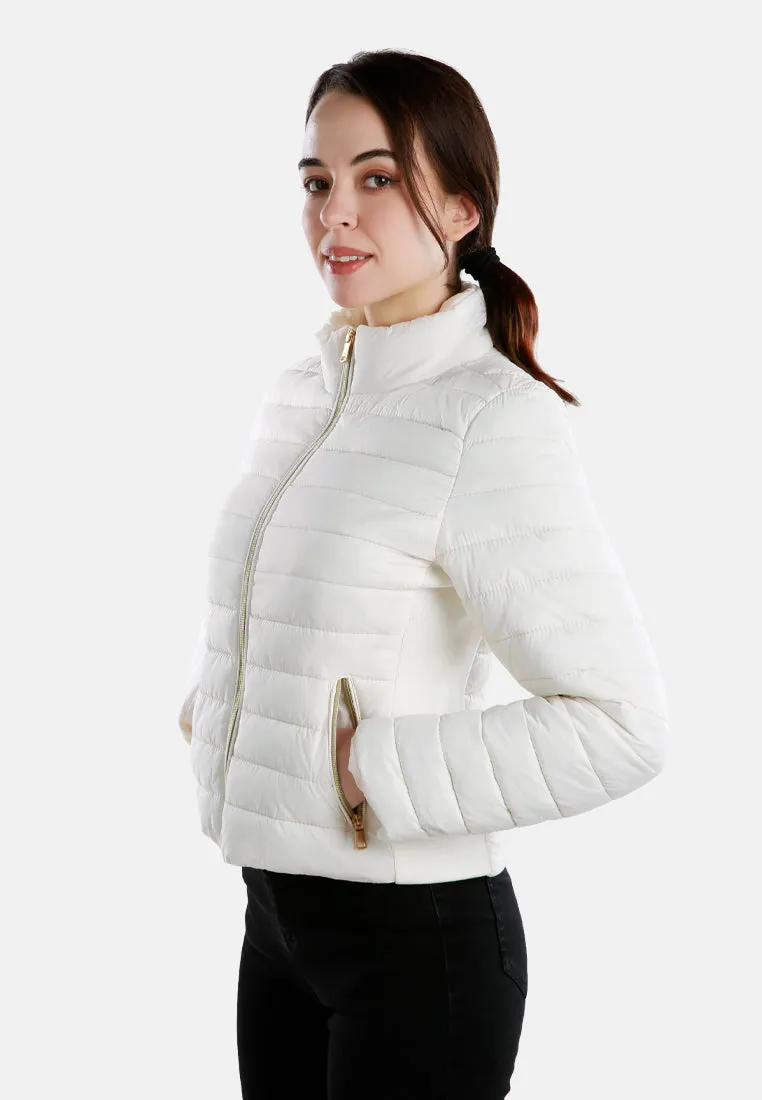 High Collar Quilted Jacket