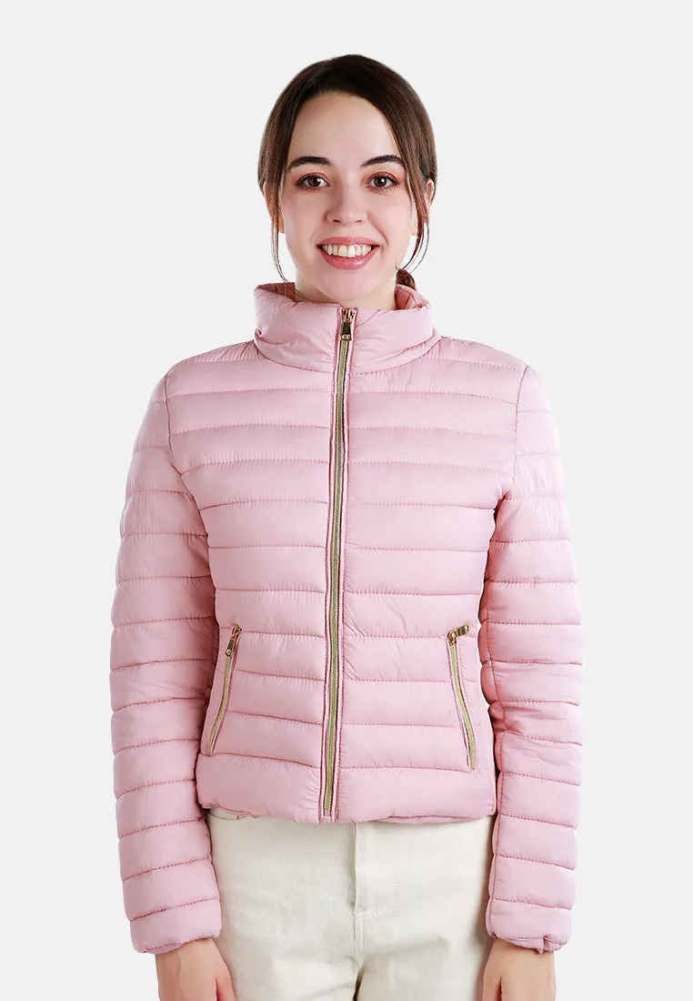 High Collar Quilted Jacket