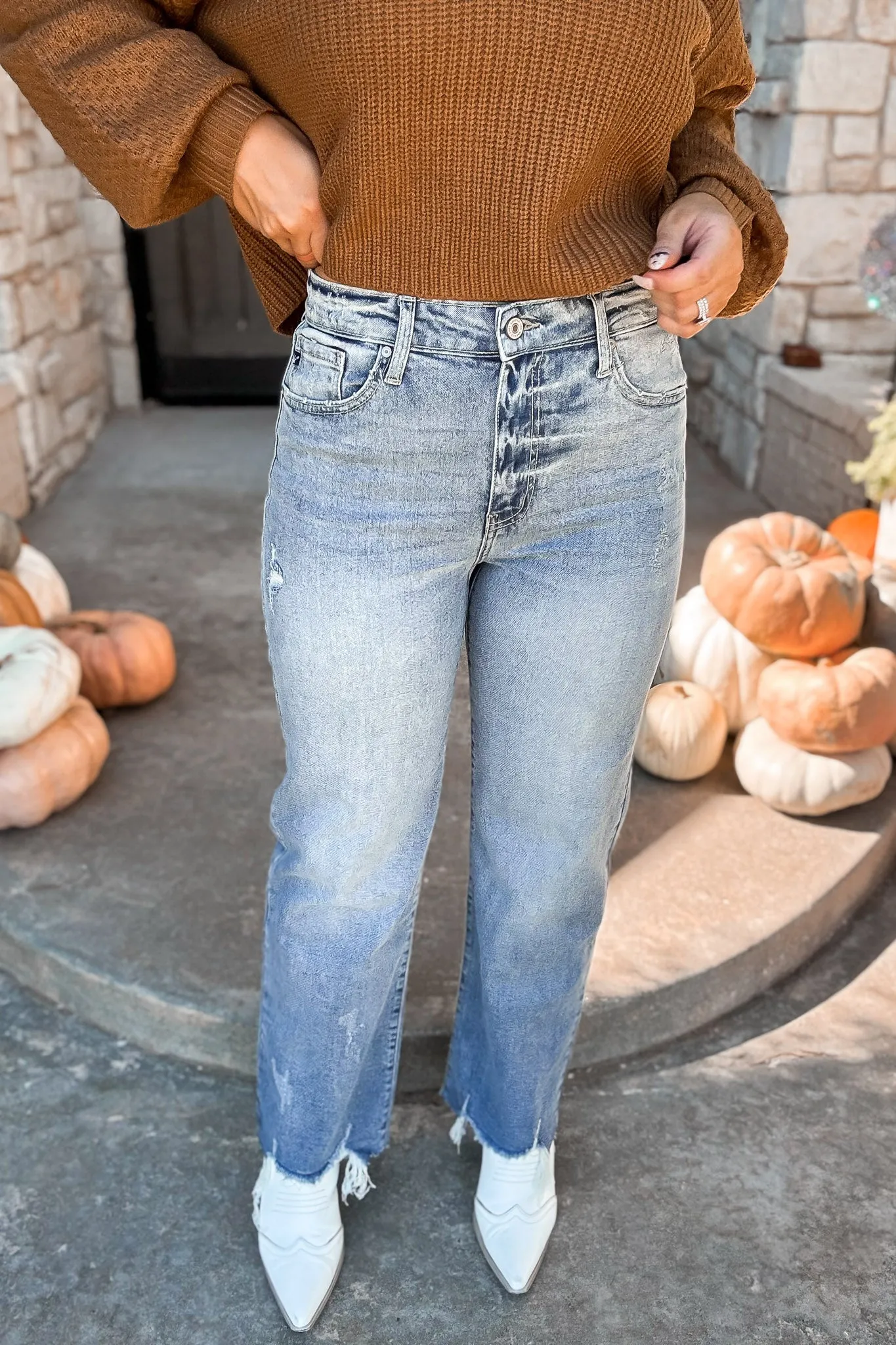 High Rise Slim Wide Leg Jeans