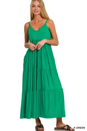 Hooked On You V-Neck Maxi Dress  Kelly Green