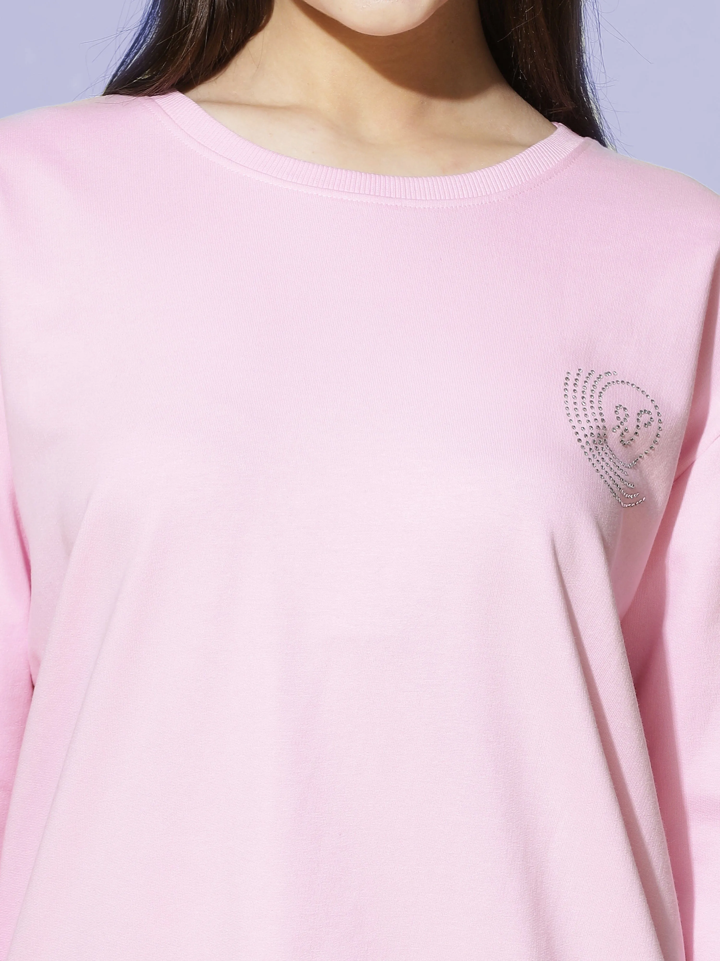 Hosiery Cotton Sweatshirt Baby Pink