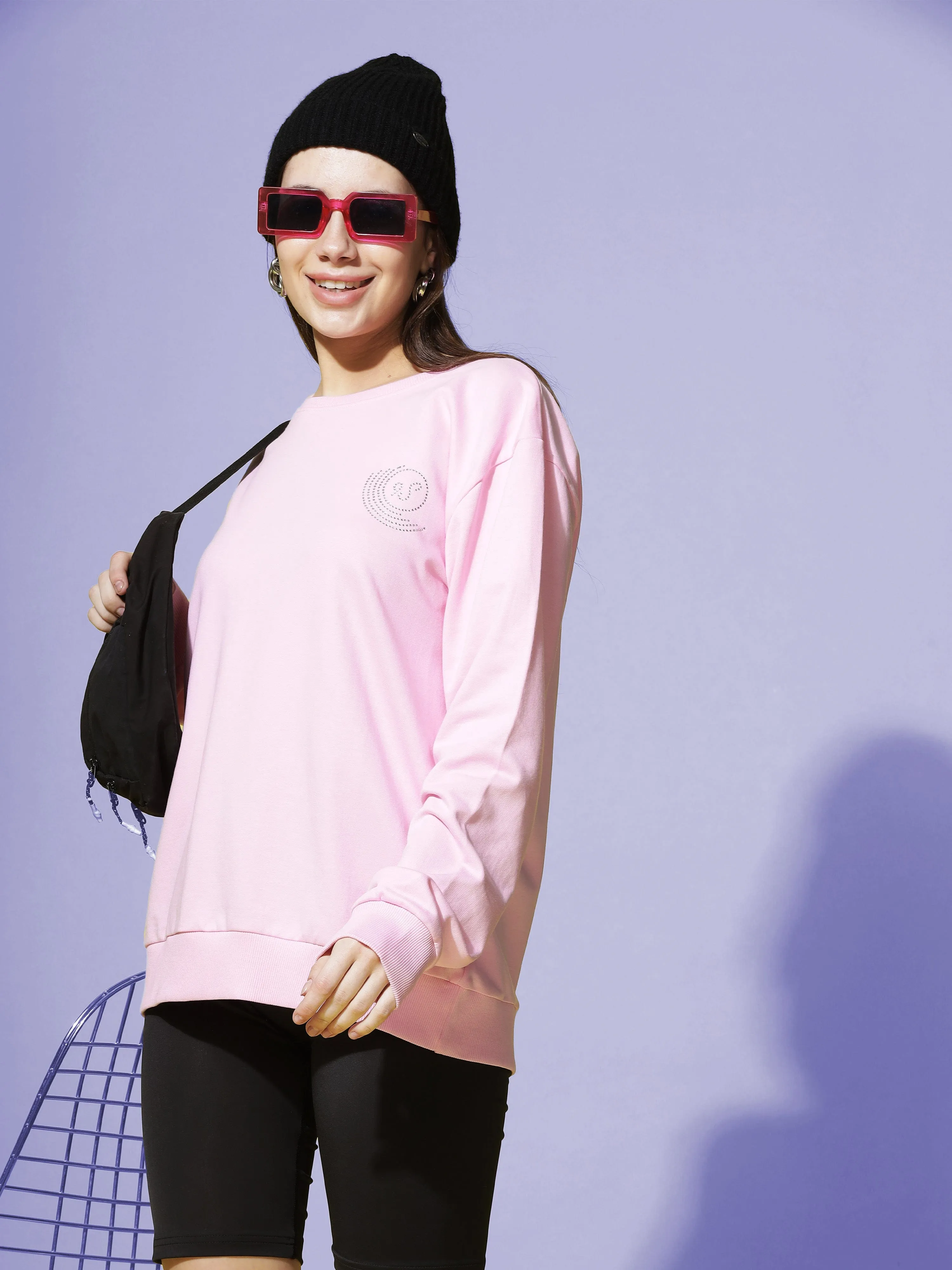 Hosiery Cotton Sweatshirt Baby Pink