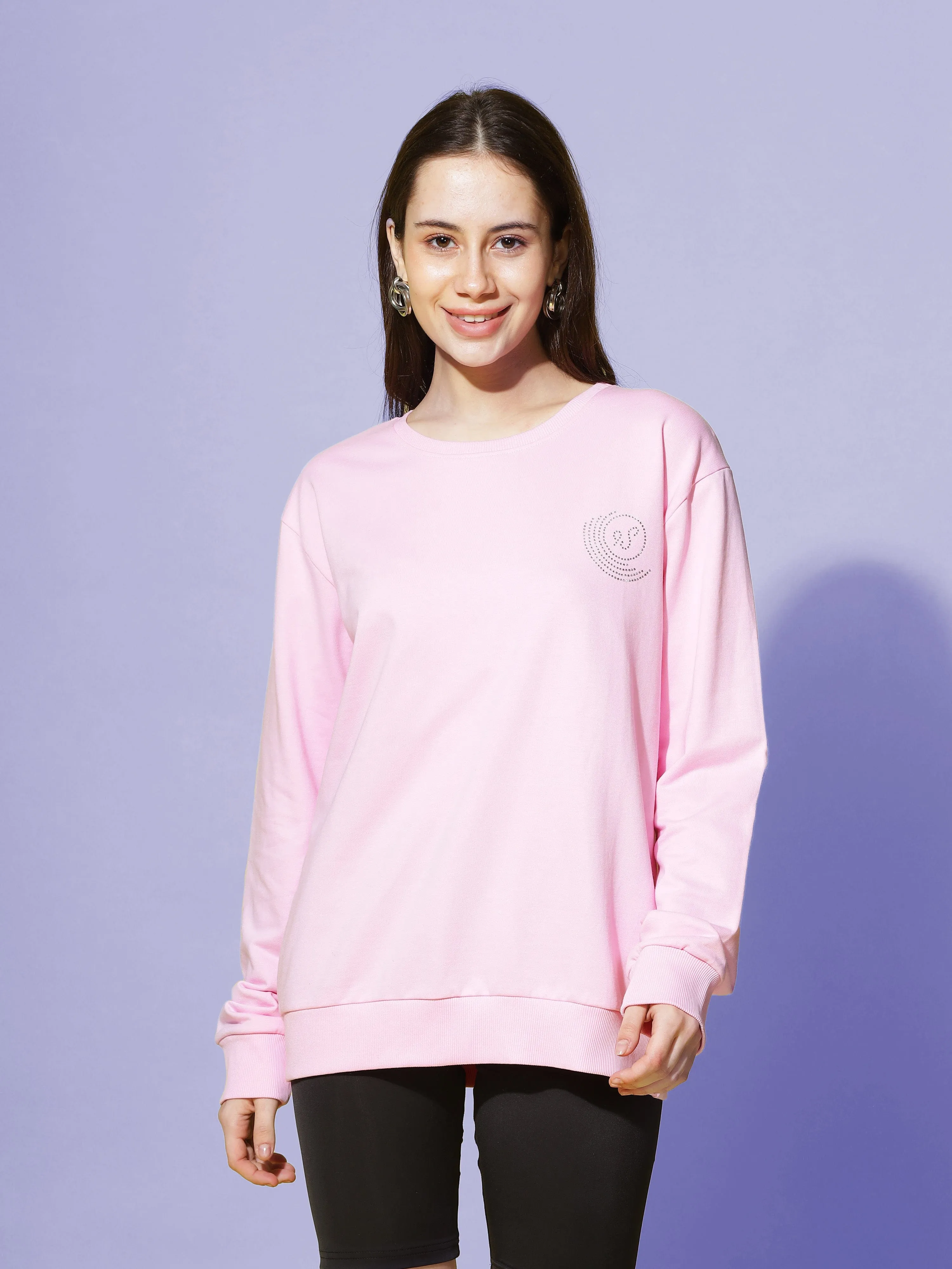 Hosiery Cotton Sweatshirt Baby Pink