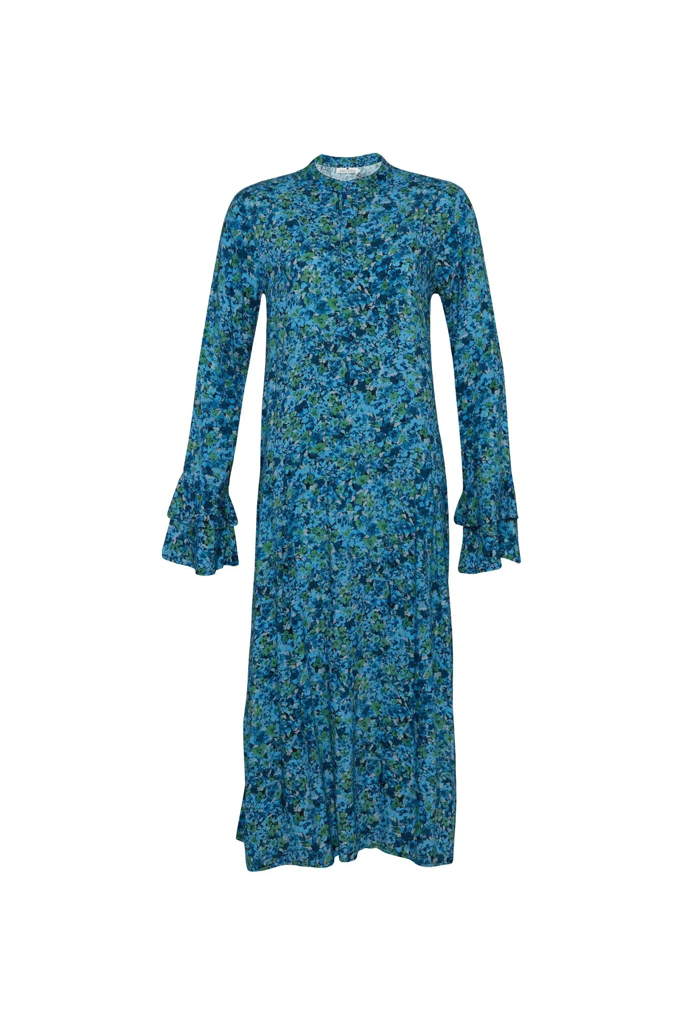 JEMIMA MIDI/MAXI DRESS DOUBLE LAYER SLEEVE - FLORAL EXPLOSION BLUE