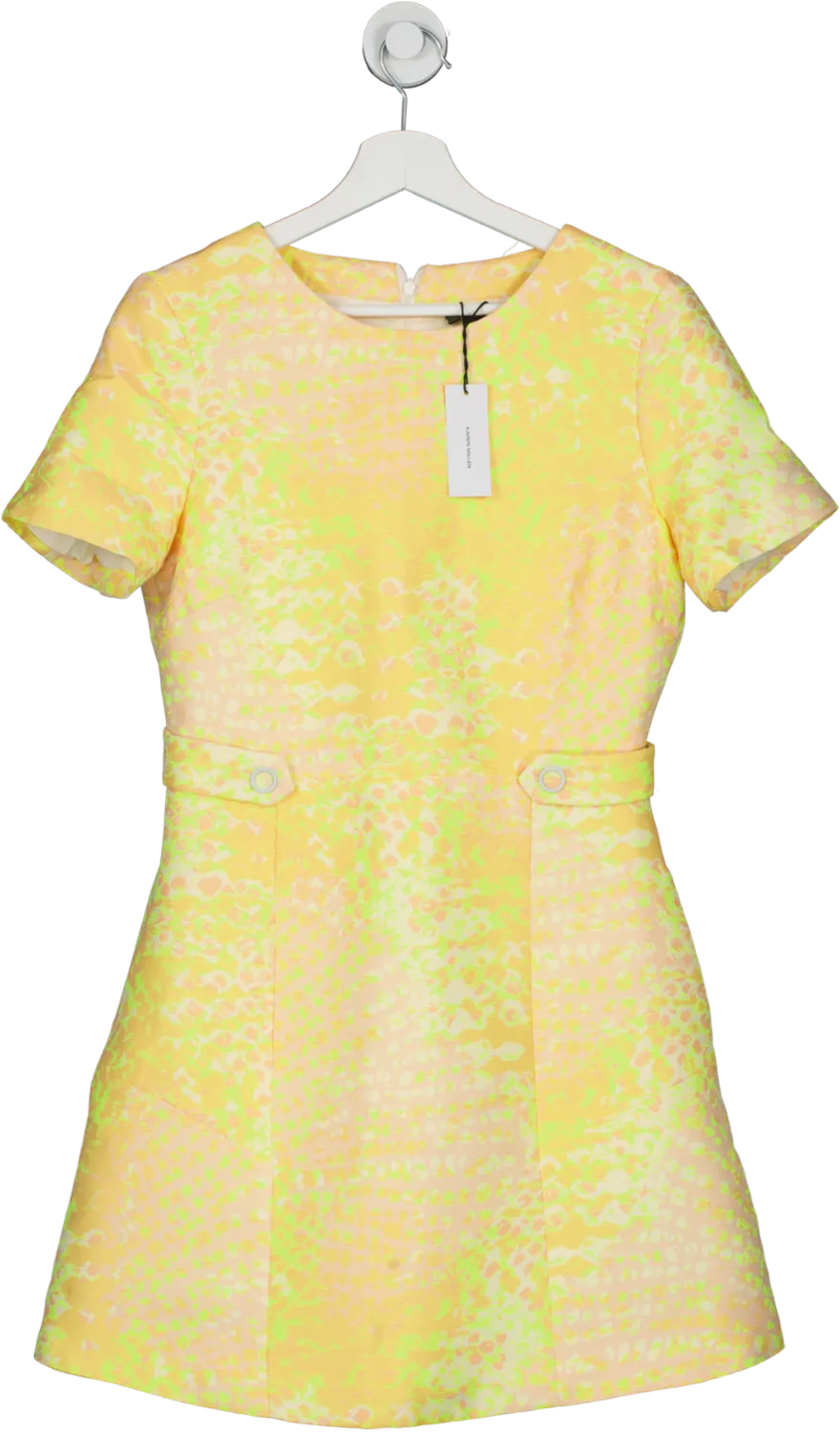 Karen Millen Yellow Animal Jacquard Mini Dress BNWT UK 10