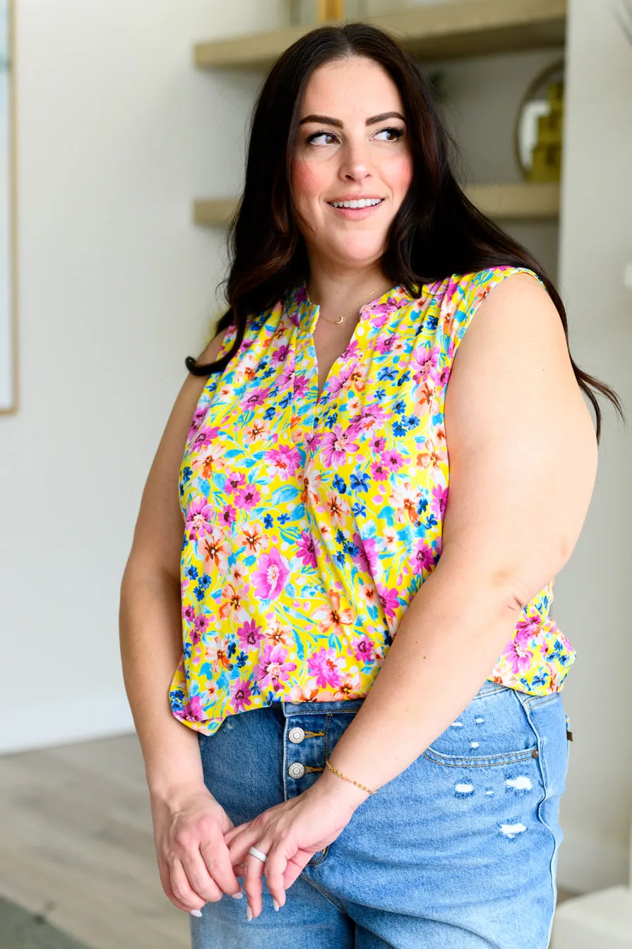 Lizzy Tank Top in Yellow Spring Floral