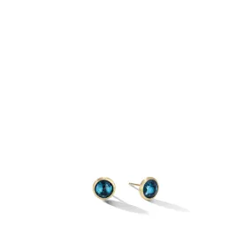 Marco Bicego Jaipur London Blue Topaz Yellow Gold Stud Earrings OB957 TP0L1Y