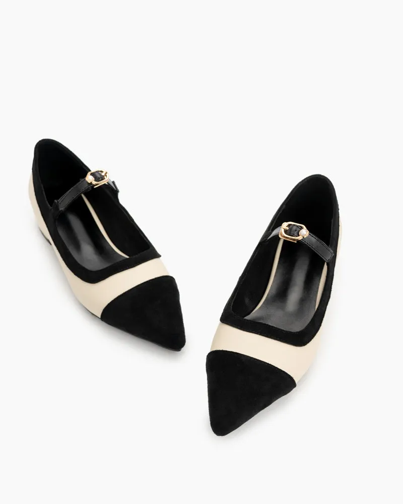 Mary Jane Pointed Toe Slip on Flats Comfort Loafers