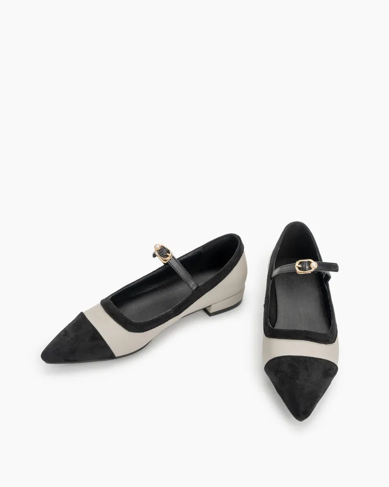 Mary Jane Pointed Toe Slip on Flats Comfort Loafers