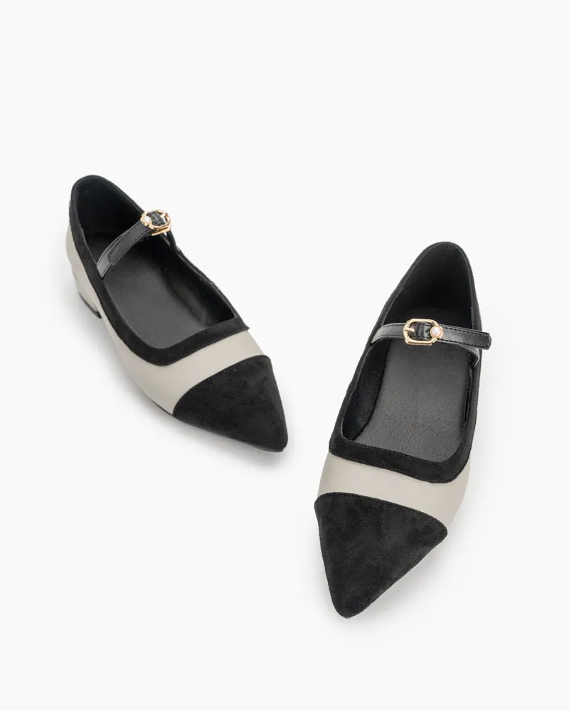 Mary Jane Pointed Toe Slip on Flats Comfort Loafers