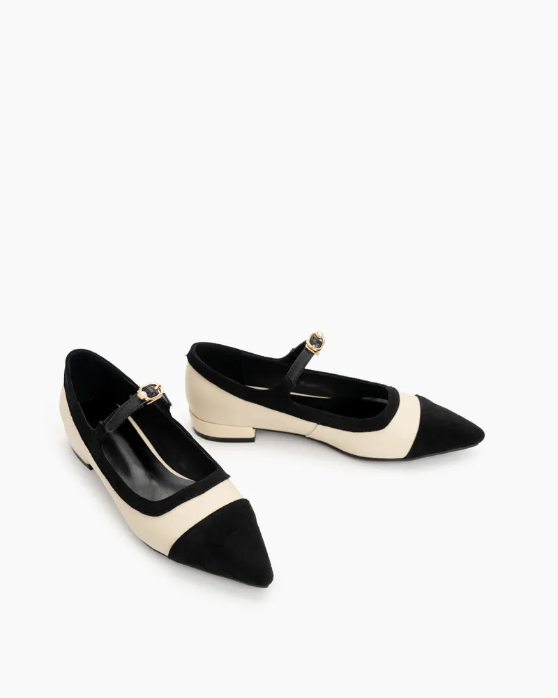 Mary Jane Pointed Toe Slip on Flats Comfort Loafers