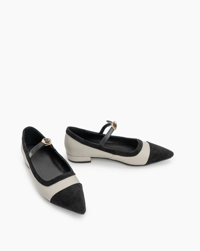 Mary Jane Pointed Toe Slip on Flats Comfort Loafers