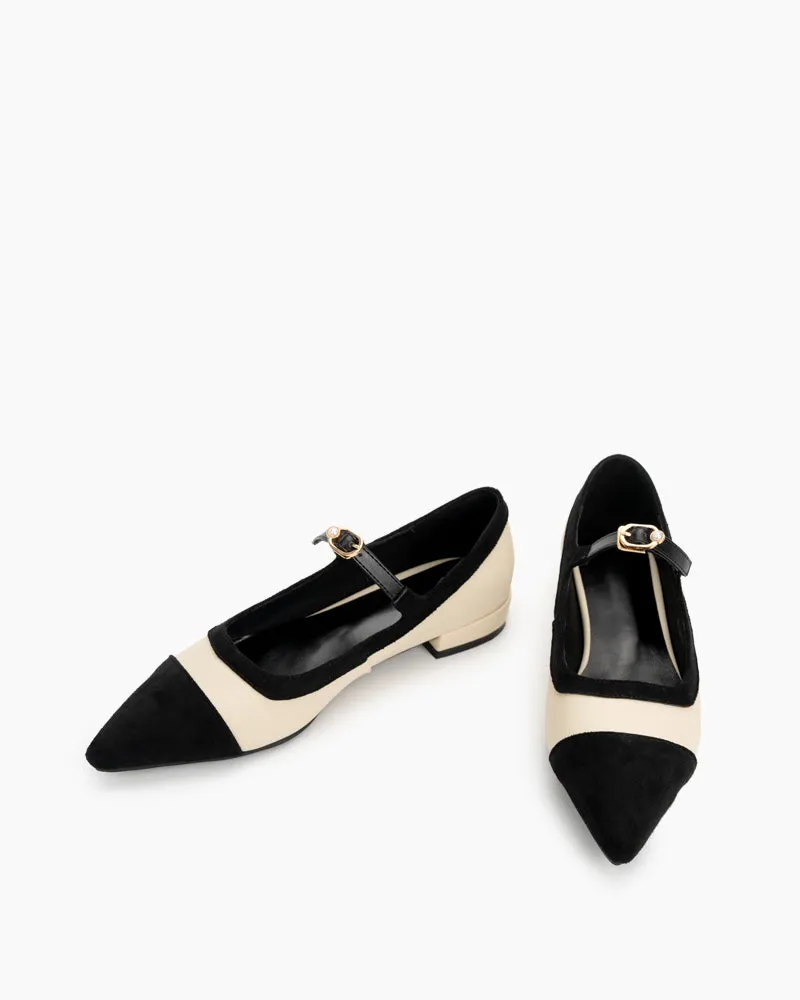 Mary Jane Pointed Toe Slip on Flats Comfort Loafers