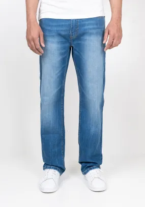 Medium Wash Straight Fit Jeans - Flex