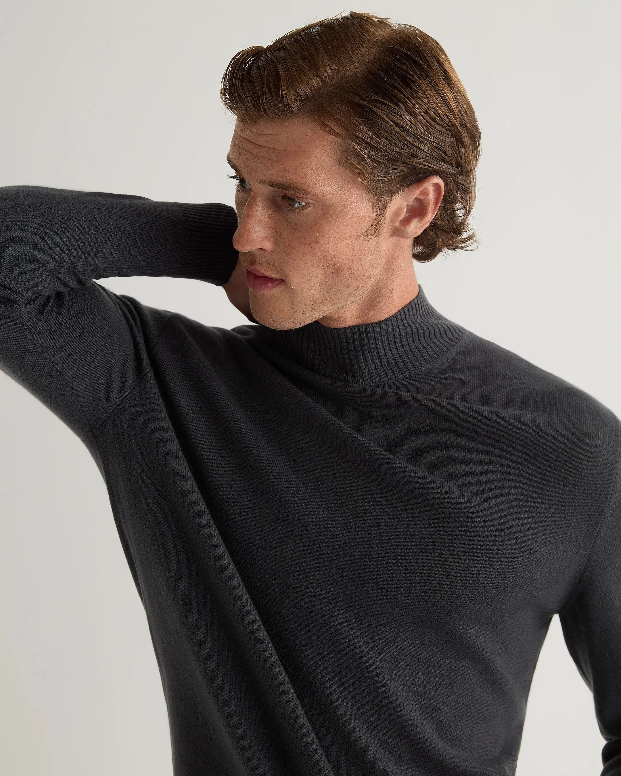 Men's Mayfair Turtle Neck Cashmere Sweater Anthracite Grey