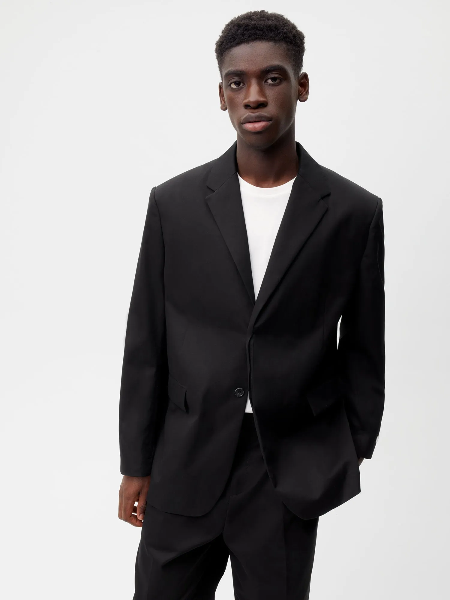 Men's Organic Cotton Oversized Tailored Blazer—black