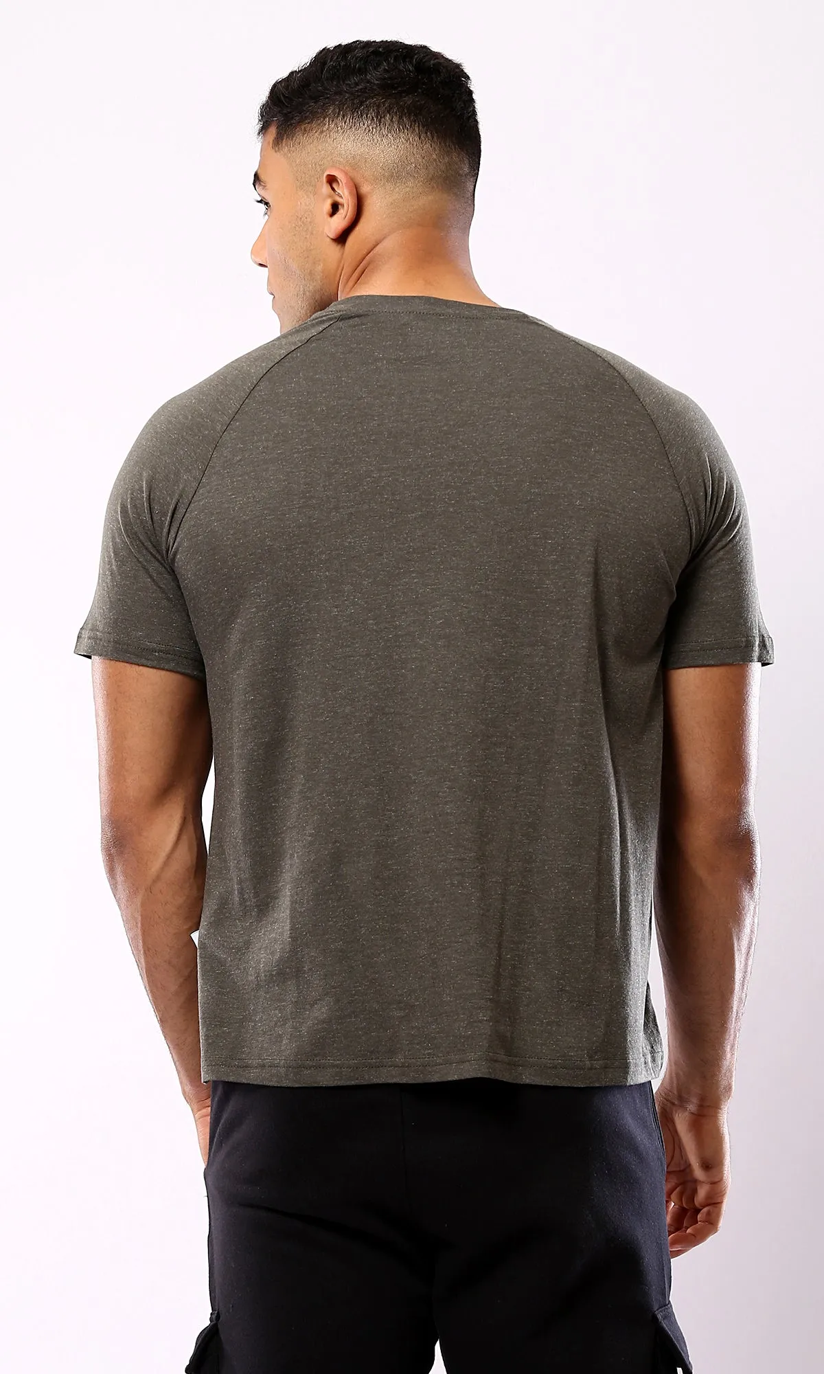 O181705 Short Sleeves Heather Dark Olive Comfort Tee