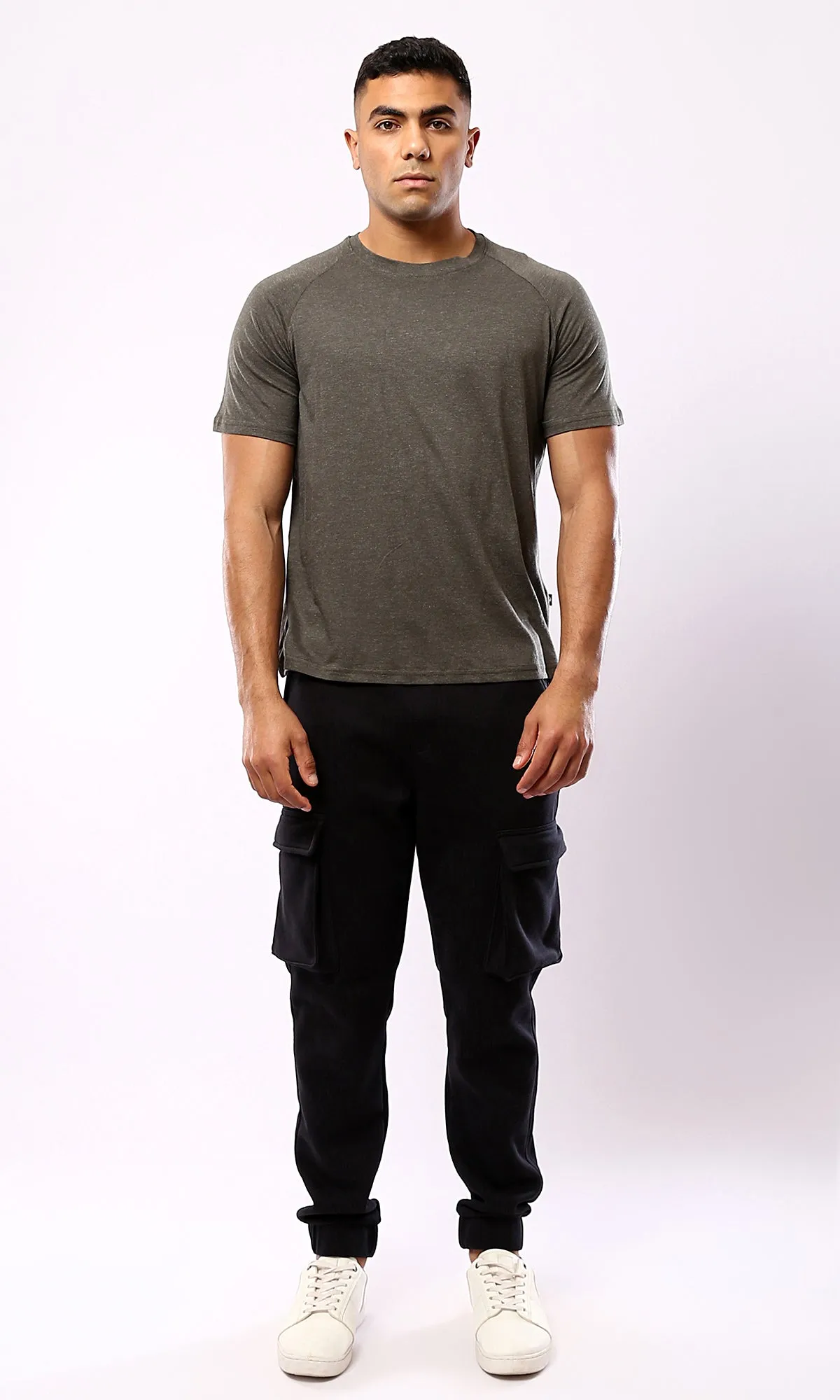 O181705 Short Sleeves Heather Dark Olive Comfort Tee