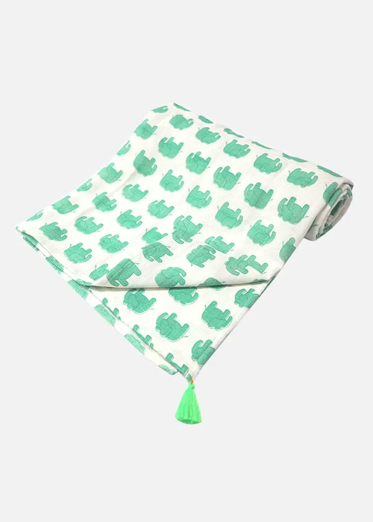 Organic Baby Muslin Swaddle Blanket Hathi March