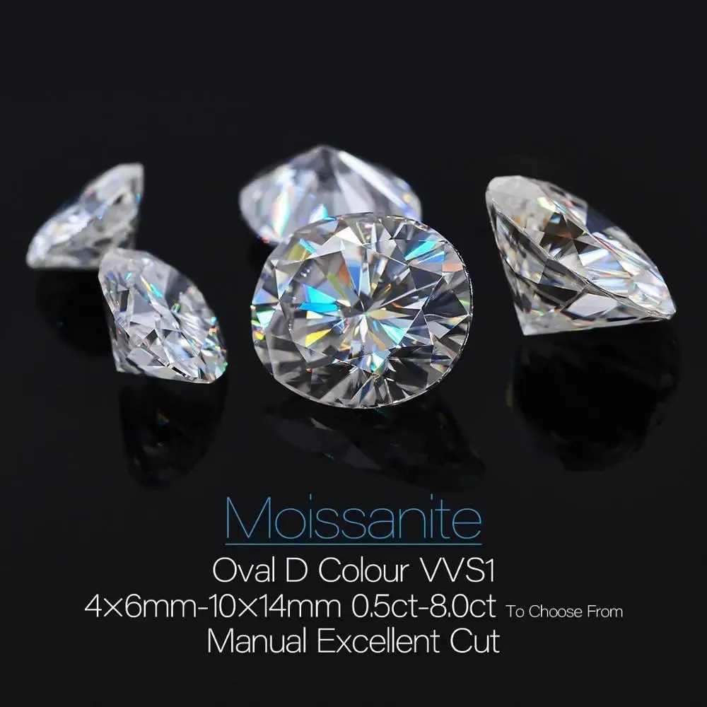 Oval Cut Moissanite Loose Stones 4x6mm (0.5ct) - 10x14mm (8ct) options - DE