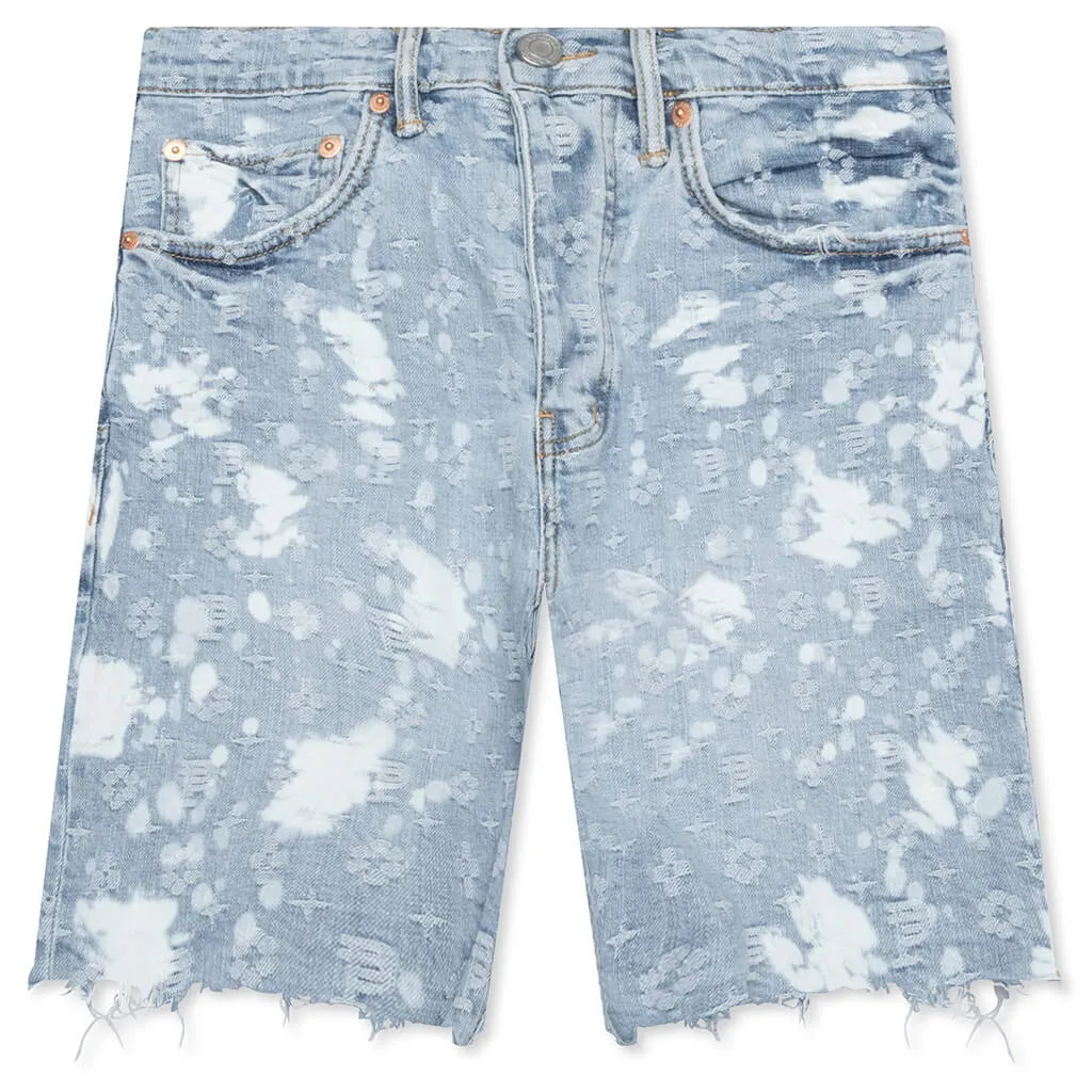 P020 - Light Indigo Bleach Jaquard Monogram Shorts