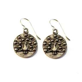 PEACOCK Vintage Button Earrings - BRONZE