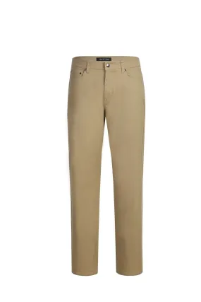 Pellagio Khaki 5-Pocket Cotton Stretch Washed Flat Front Chino Pants PF20-21