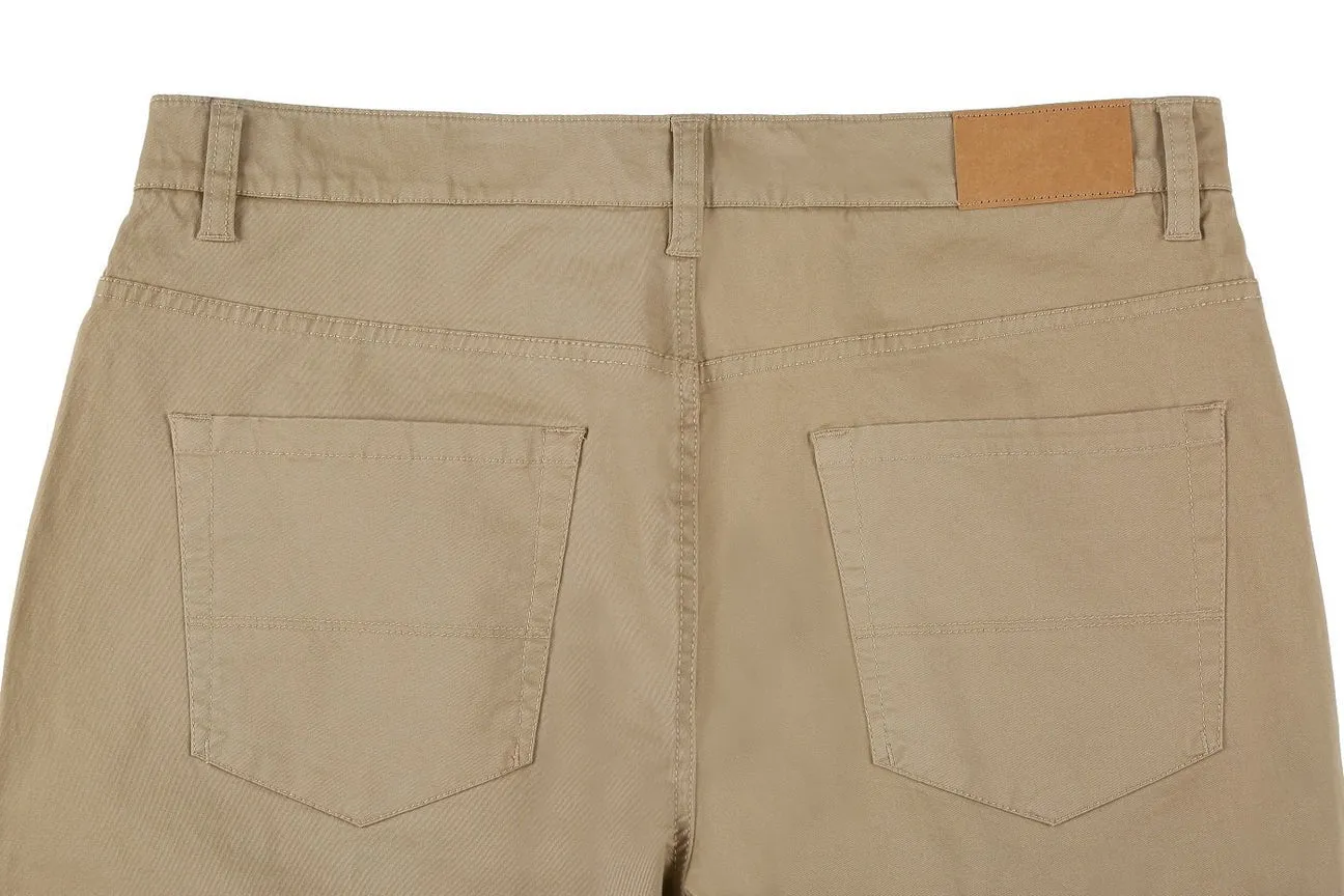 Pellagio Khaki 5-Pocket Cotton Stretch Washed Flat Front Chino Pants PF20-21