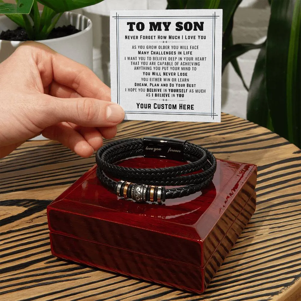 Personalized to My Son Bracelet from Mom, Unique Birthday Gifts for Son from Mom and Dad