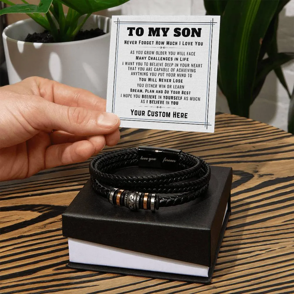 Personalized to My Son Bracelet from Mom, Unique Birthday Gifts for Son from Mom and Dad