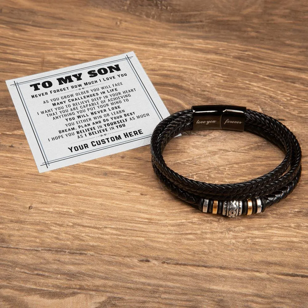 Personalized to My Son Bracelet from Mom, Unique Birthday Gifts for Son from Mom and Dad