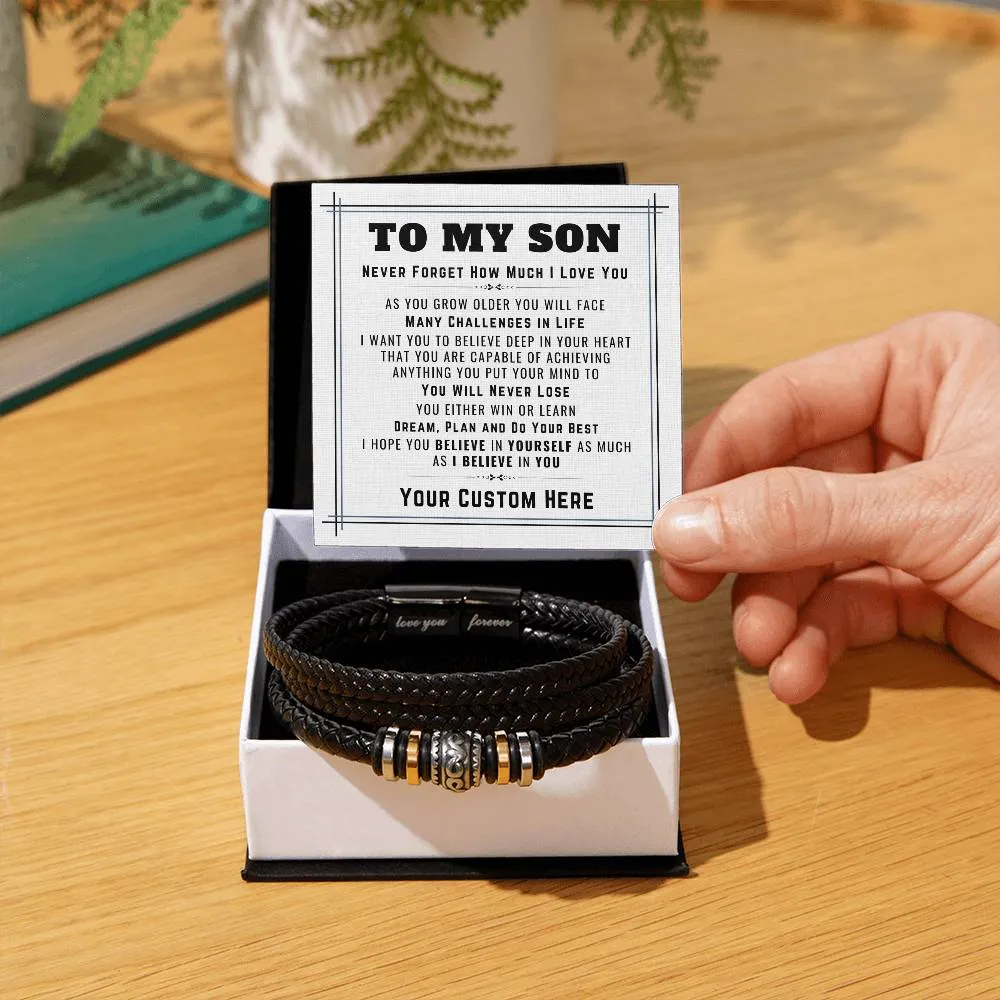 Personalized to My Son Bracelet from Mom, Unique Birthday Gifts for Son from Mom and Dad