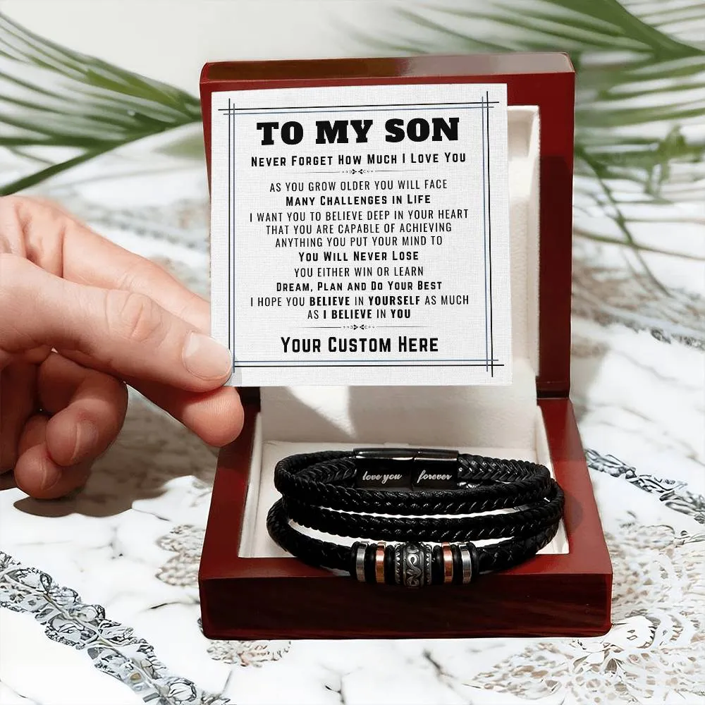 Personalized to My Son Bracelet from Mom, Unique Birthday Gifts for Son from Mom and Dad