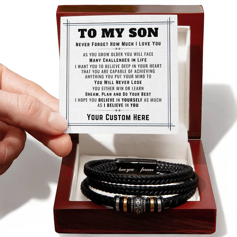 Personalized to My Son Bracelet from Mom, Unique Birthday Gifts for Son from Mom and Dad