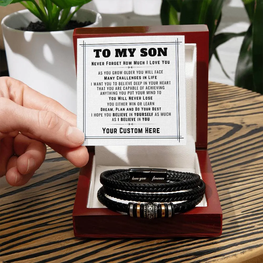 Personalized to My Son Bracelet from Mom, Unique Birthday Gifts for Son from Mom and Dad