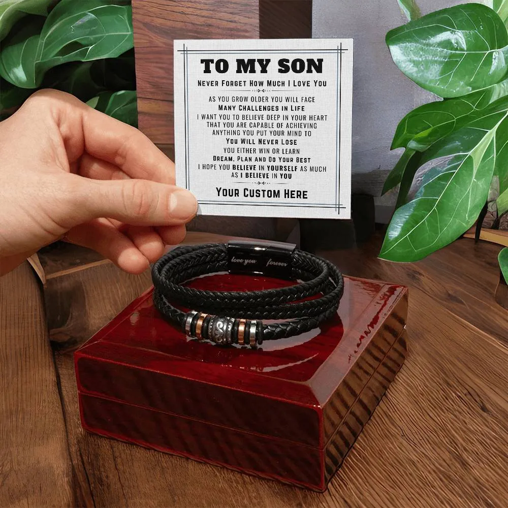 Personalized to My Son Bracelet from Mom, Unique Birthday Gifts for Son from Mom and Dad